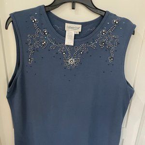 coldwater creek beaded crew neck sleeveless top